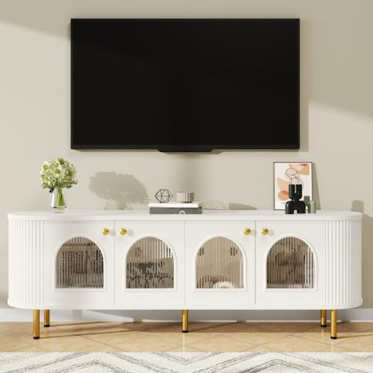 MERAX Meuble tv blanc 170 cm mdf