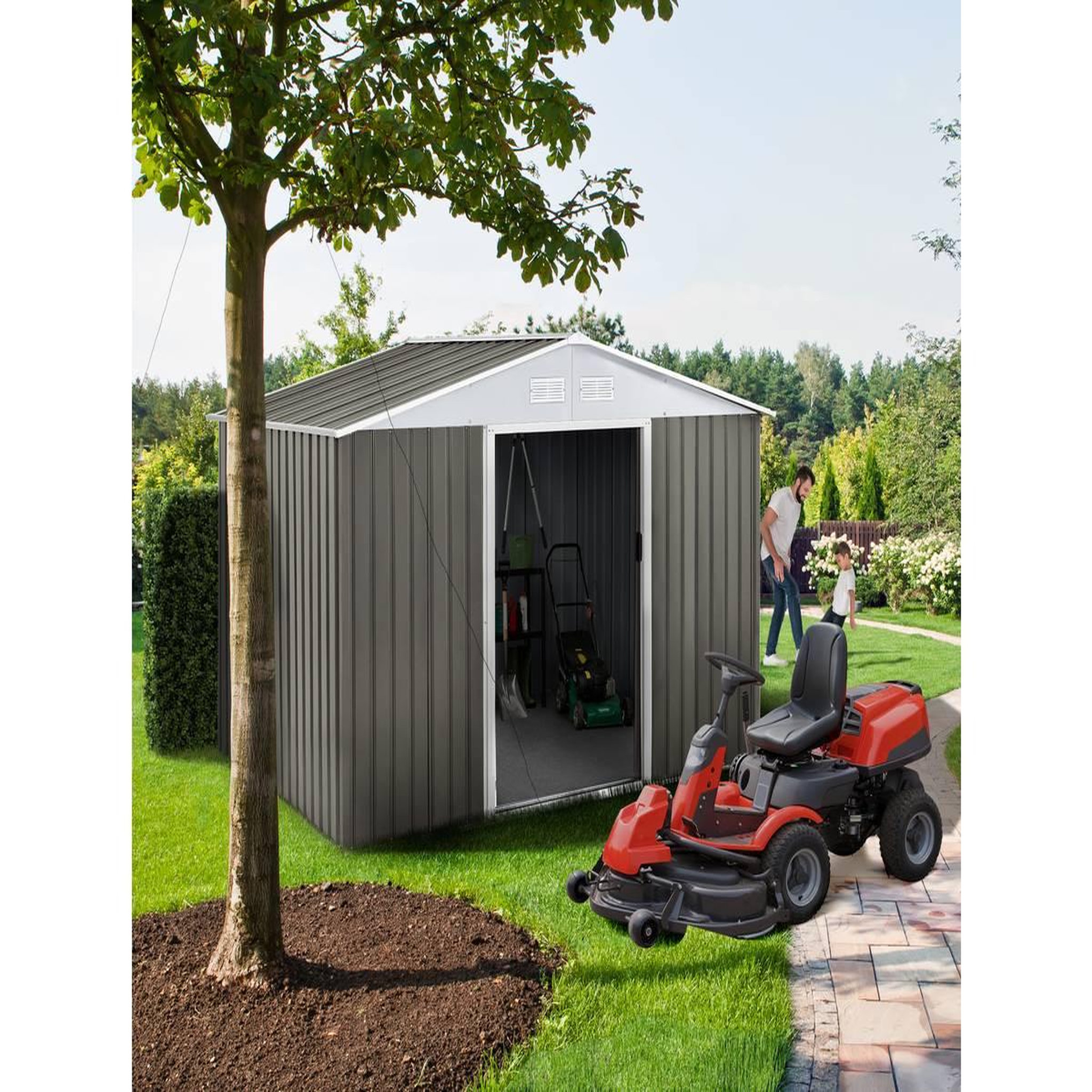 Voir la diapositive 2 : Habitat et Jardin Abri de jardin métal  Dallas  - 2.71 m² - Taupe
