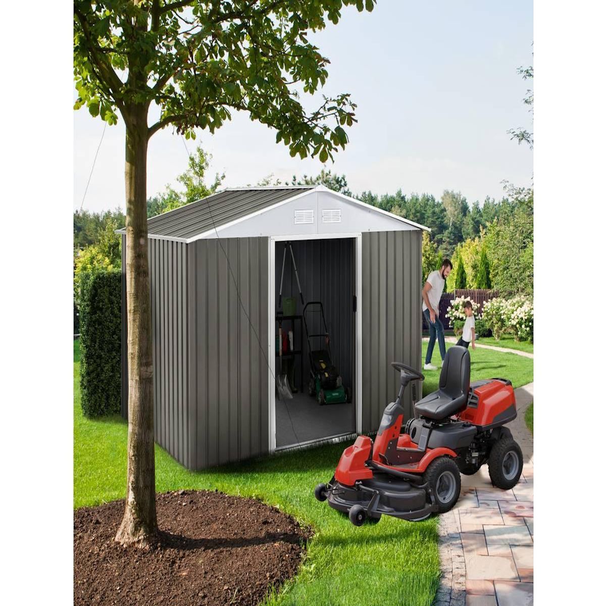 Habitat et Jardin Abri de jardin métal  Dallas  - 2.71 m² - Taupe