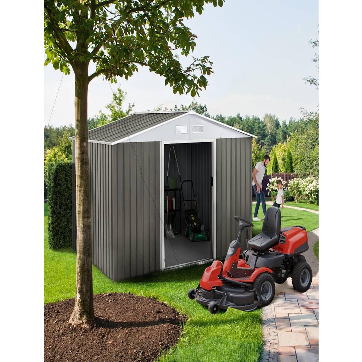 Habitat et Jardin Abri de jardin métal  Dallas  - 2.71 m² - Taupe