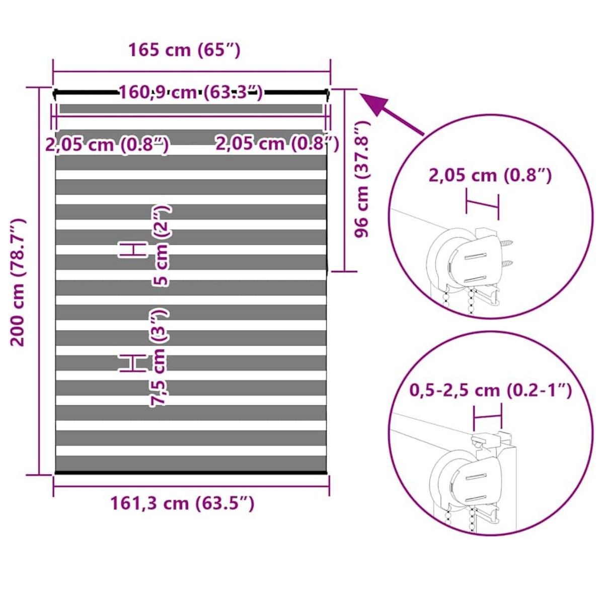 VIDAXL Store zebre beige marbre largeur du tissu 160,9 cm polyester