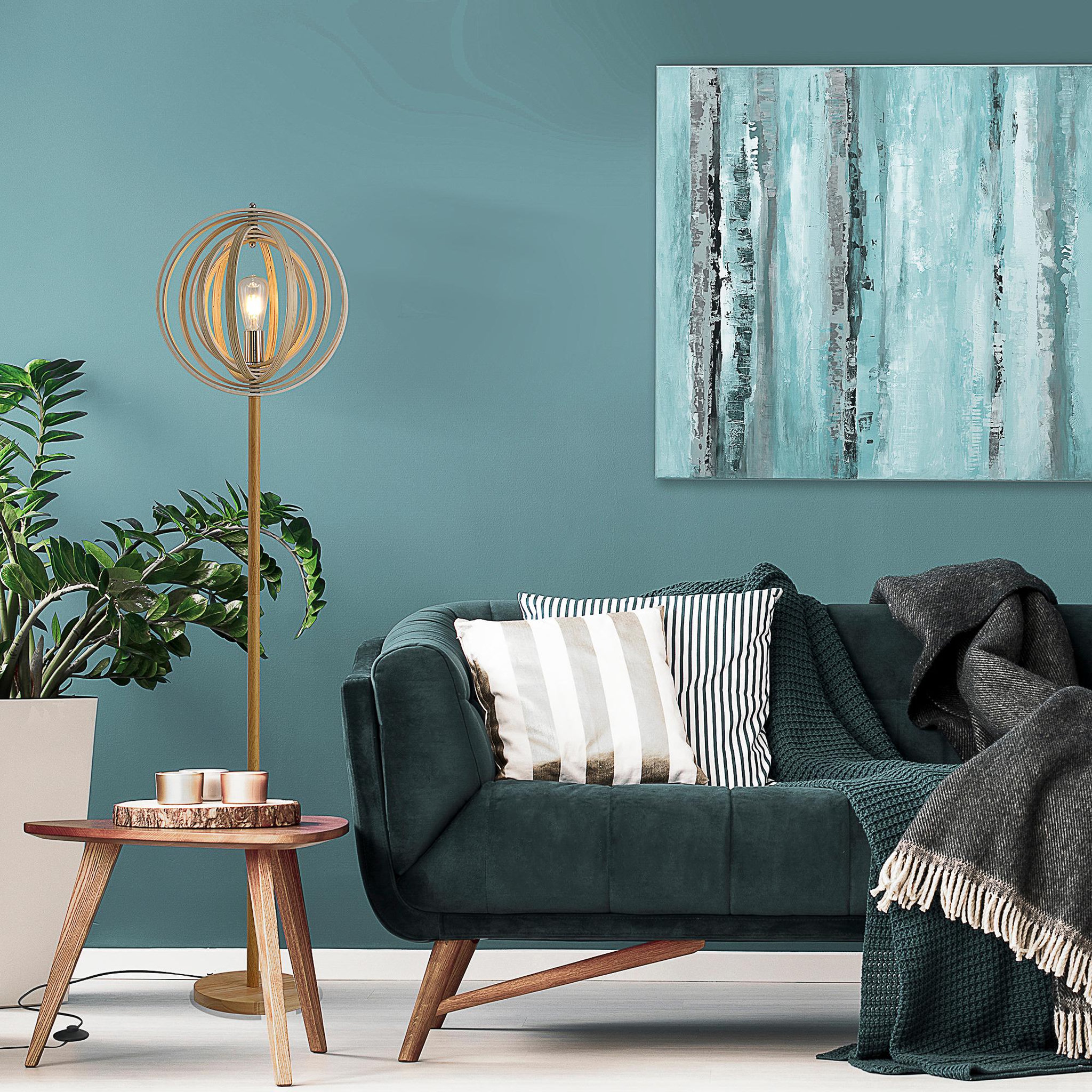 Voir la diapositive 5 : HOMCOM Lampadaire sur pied circulaire 40 w max. Abat-jour bois naturel clair dim. Ø 38 x 160 cm
