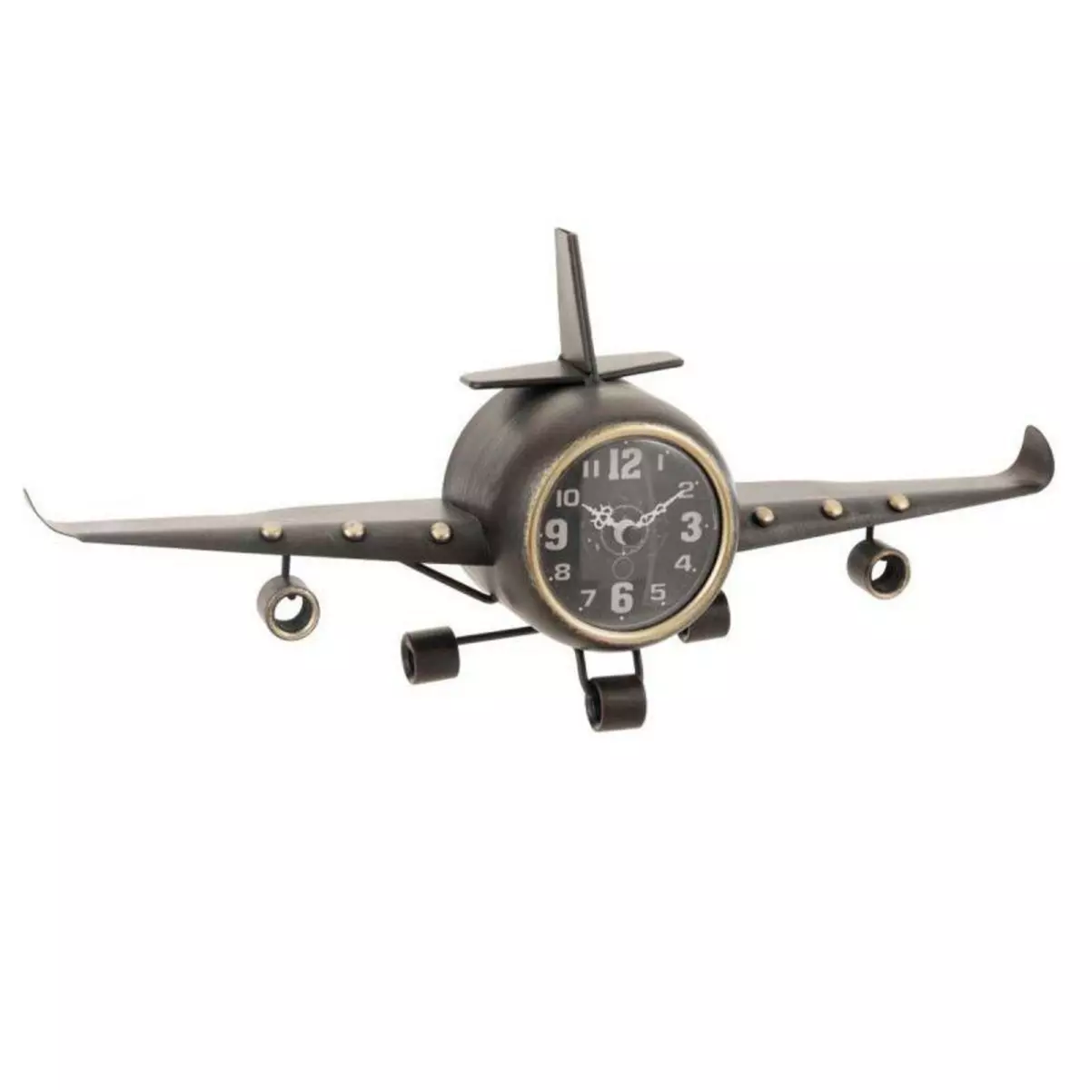 Paris Prix Horloge Design en Métal  Avion à Poser  41cm Gris