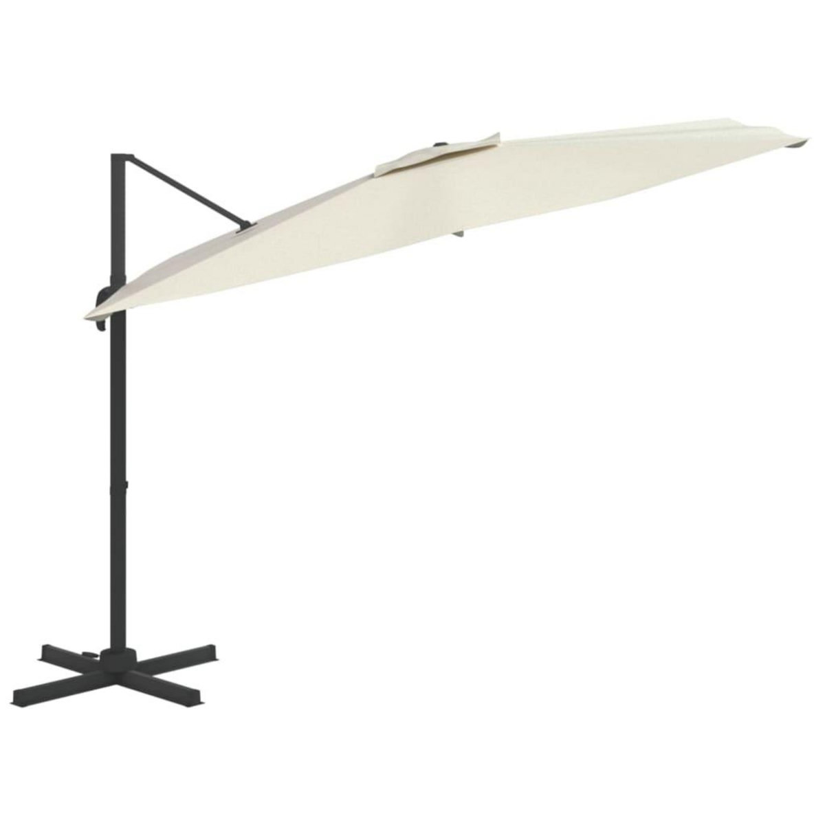VIDAXL Parasol cantilever a LED Blanc sable 400x300 cm