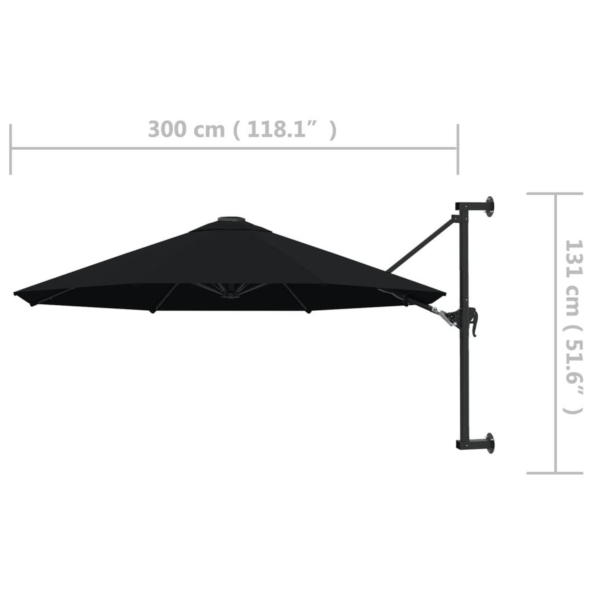 Voir la diapositive 6 : VIDAXL Parasol mural avec mat en metal 300 cm Noir