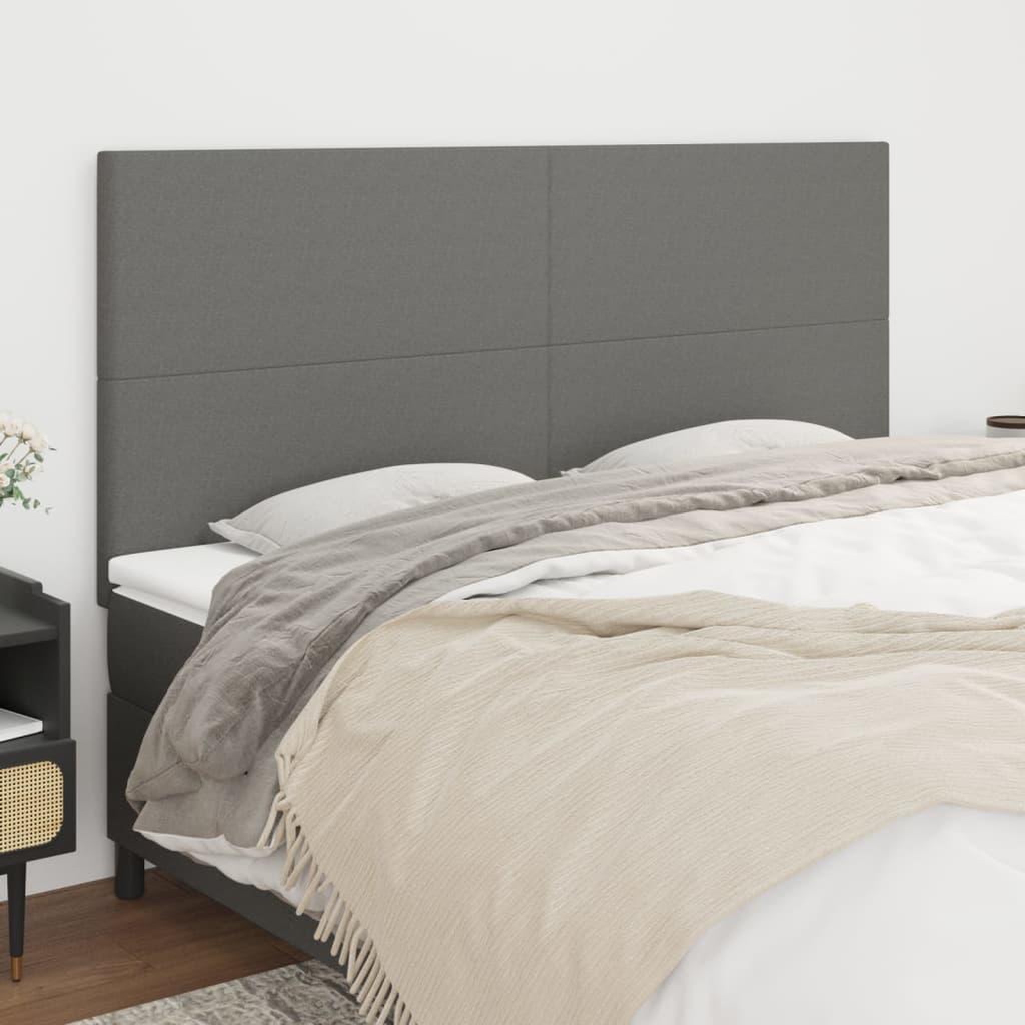 Voir la diapositive 1 : VIDAXL Tetes de lit 4 pcs Gris fonce 100x5x78/88 cm Tissu