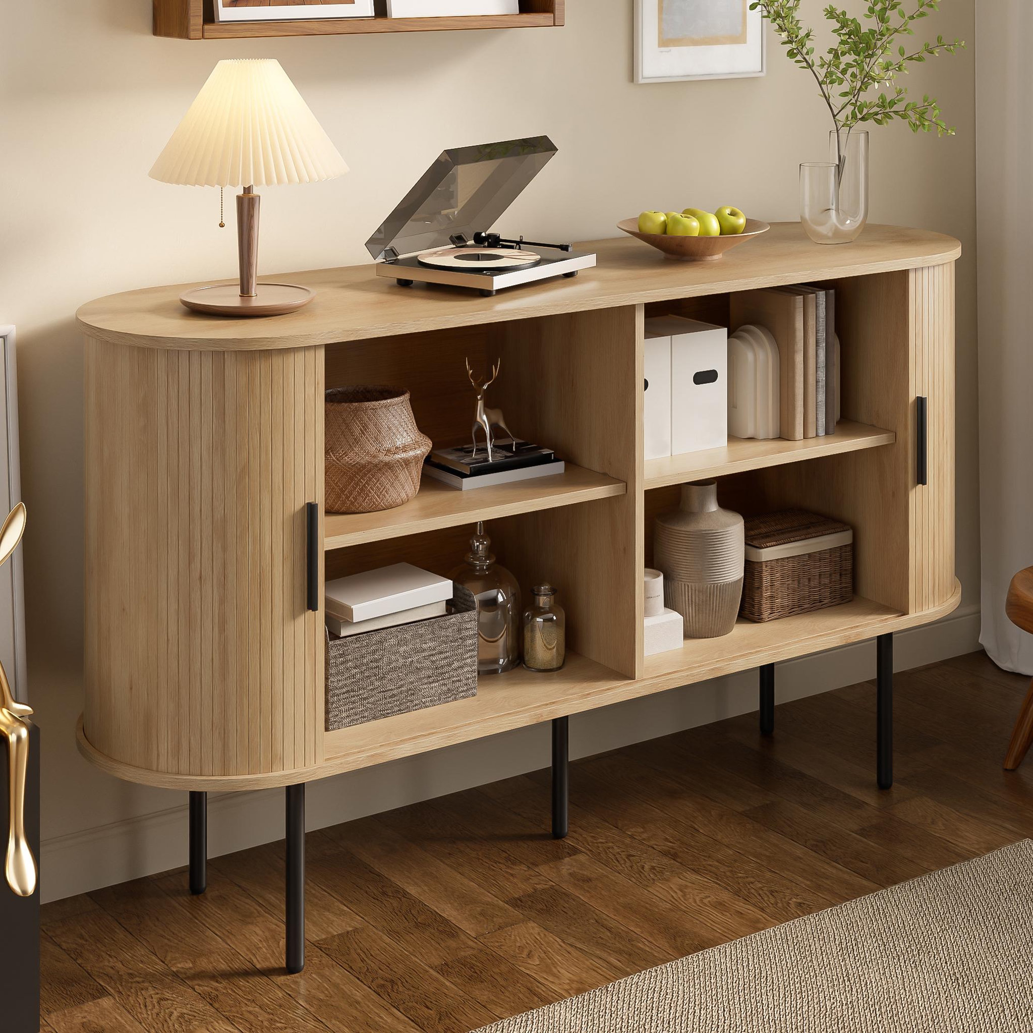 Voir la diapositive 4 : MERAX Buffet 2 porte(s) 0 tiroir(s) - 140 cm naturel mdf