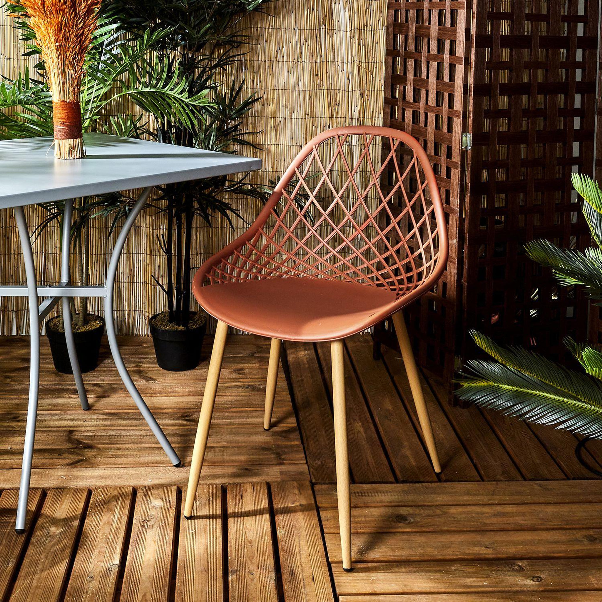 Voir la diapositive 2 : TOILINUX Lot de 4 chaises d'extérieur Malaga en polypropylène