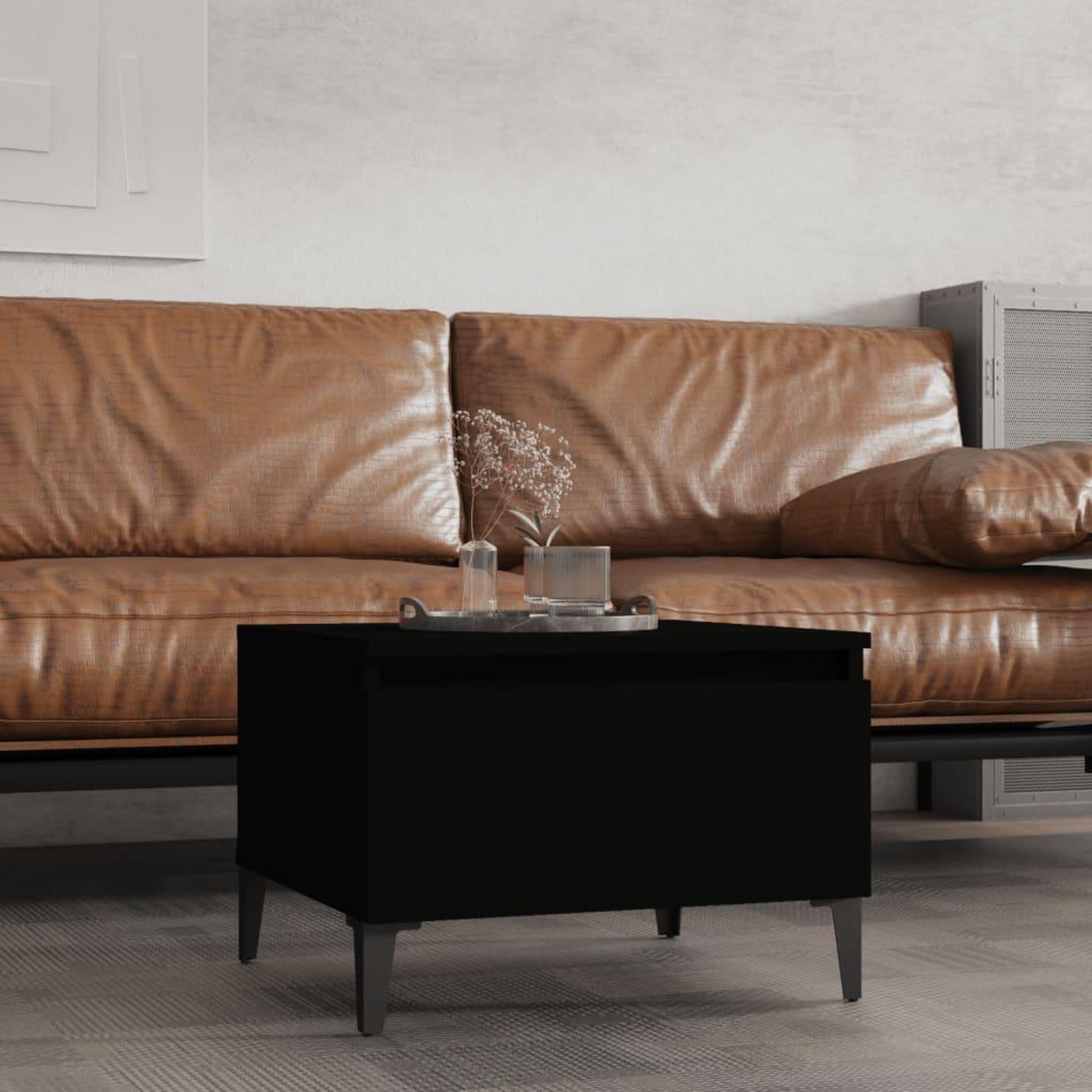 Voir la diapositive 1 : VIDAXL Table d'appoint Noir 50x46x35 cm Bois d'ingenierie