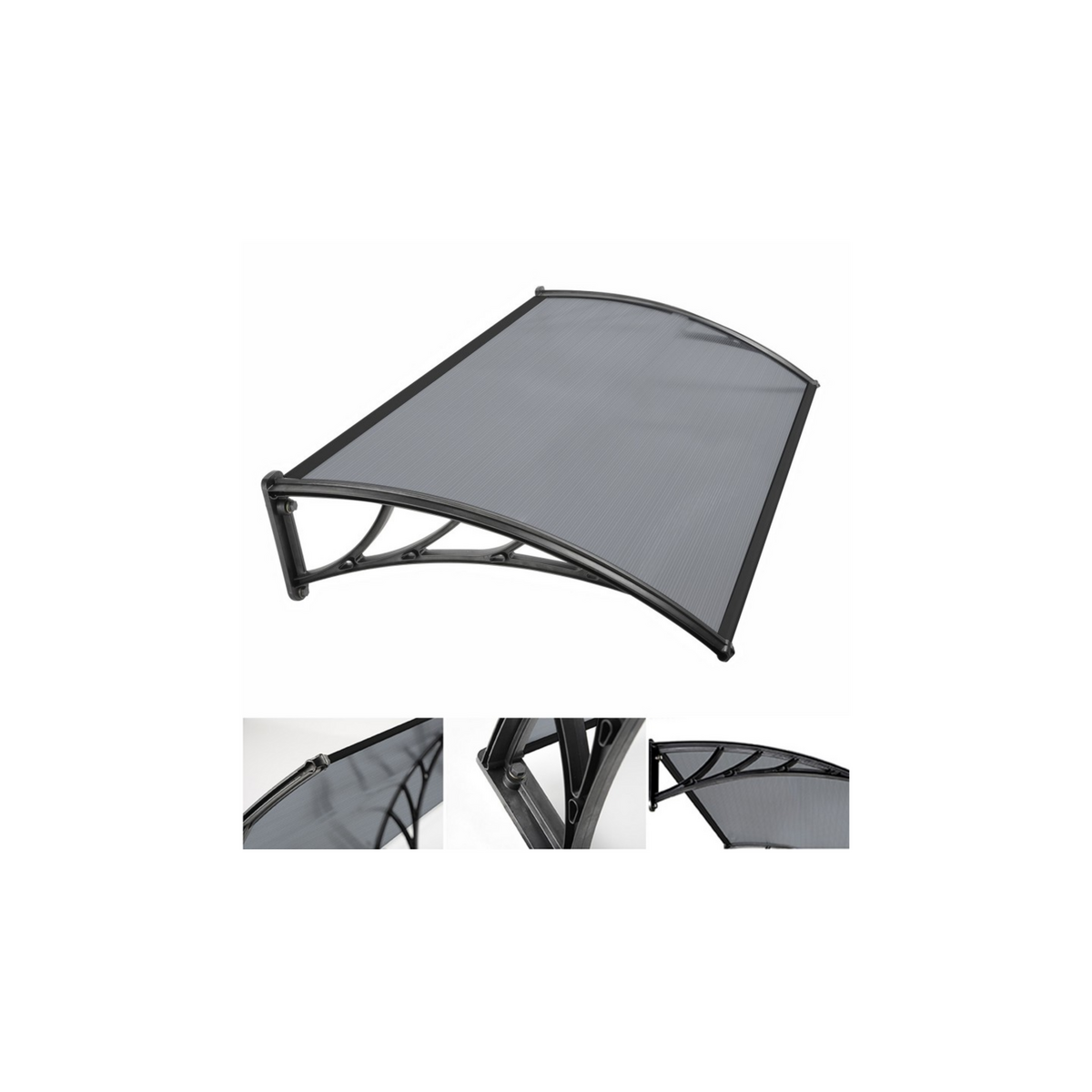 ID MARKET Auvent de porte marquise d'accueil 80 x 120 CM teinté