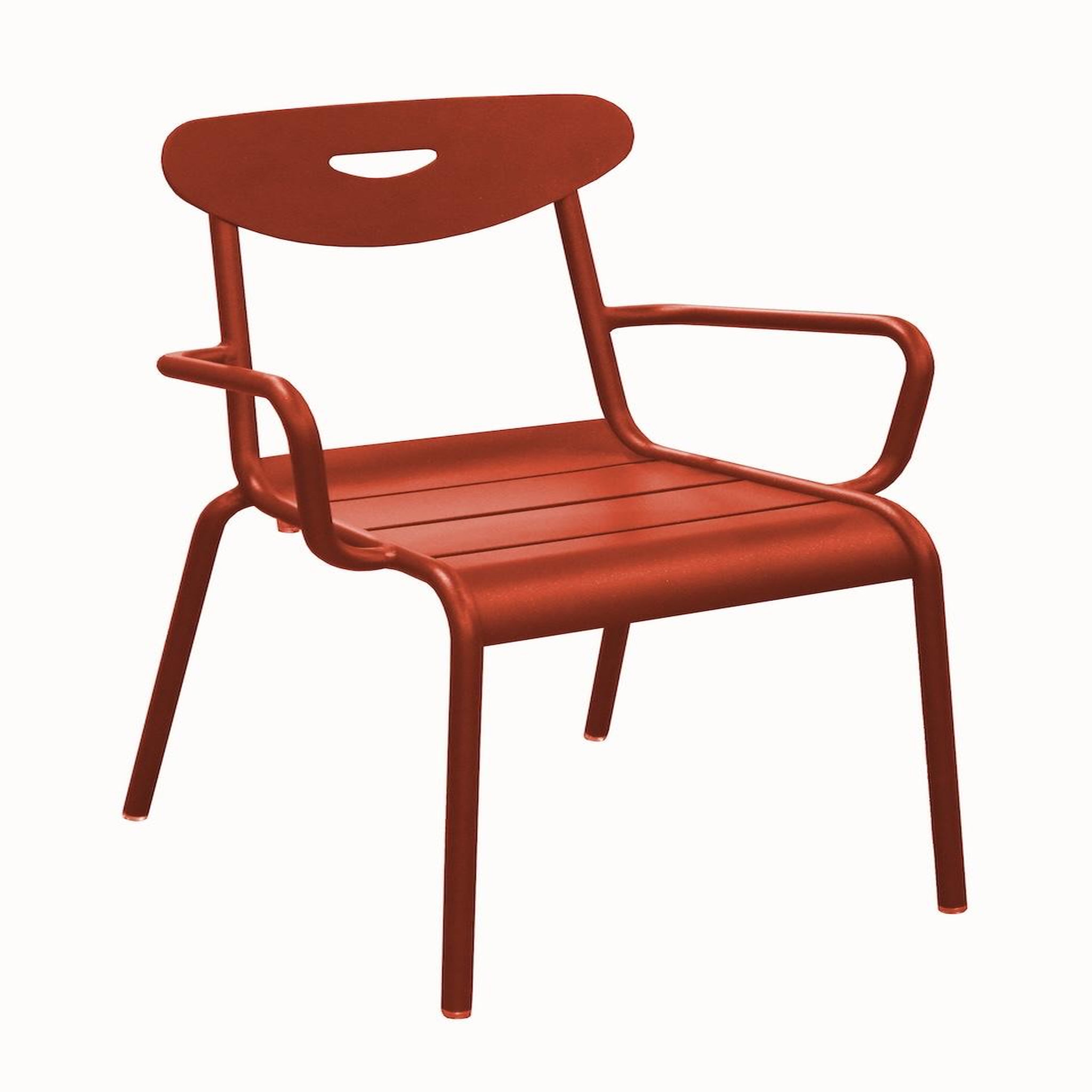 Proloisirs Fauteuil lounge empilable en aluminium - SMILEY - Structure tube rond Ø 25 mm - Coloris terra