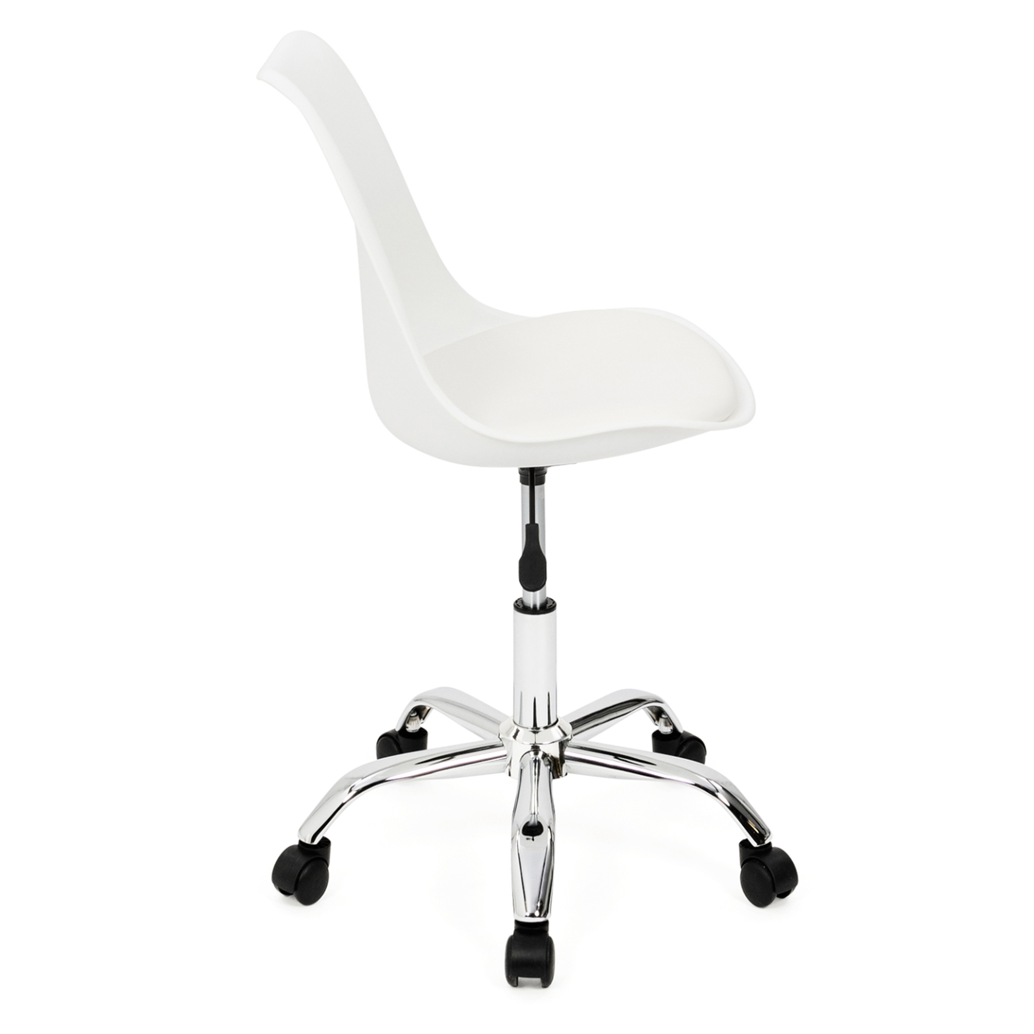 Voir la diapositive 6 : ID MARKET Chaise de bureau scandinave sara blanche à roulettes