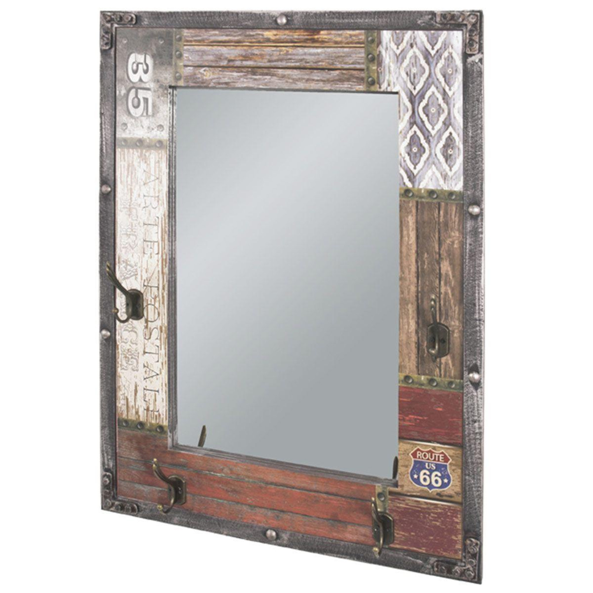 Paris Prix Patère murale & miroir  route  75cm naturel