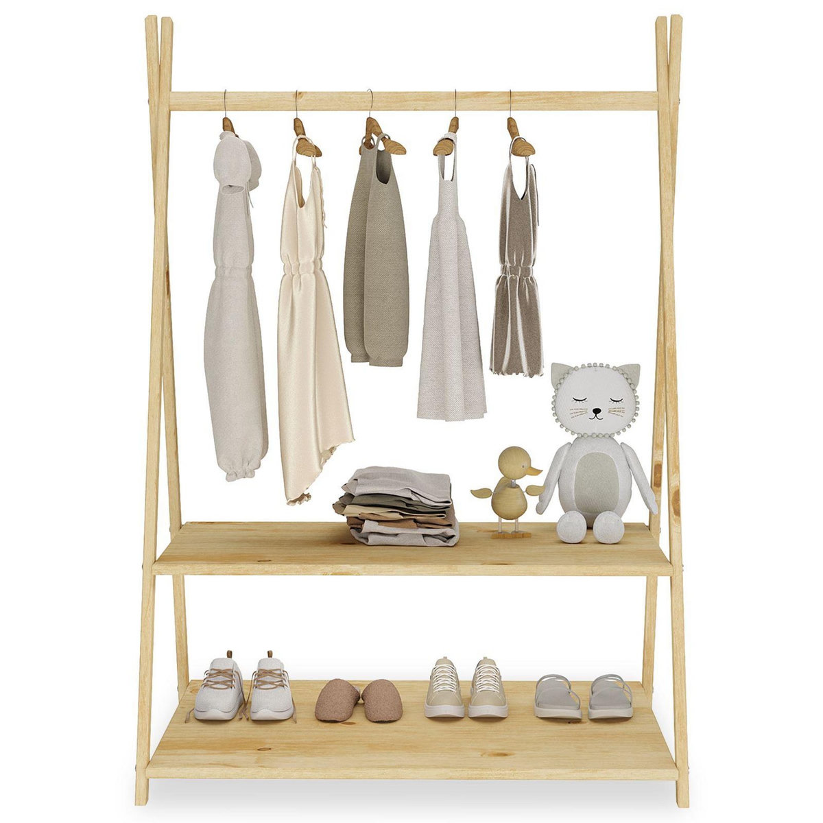 IDIMEX Penderie enfant DANILO avec étagères, en pin massif
