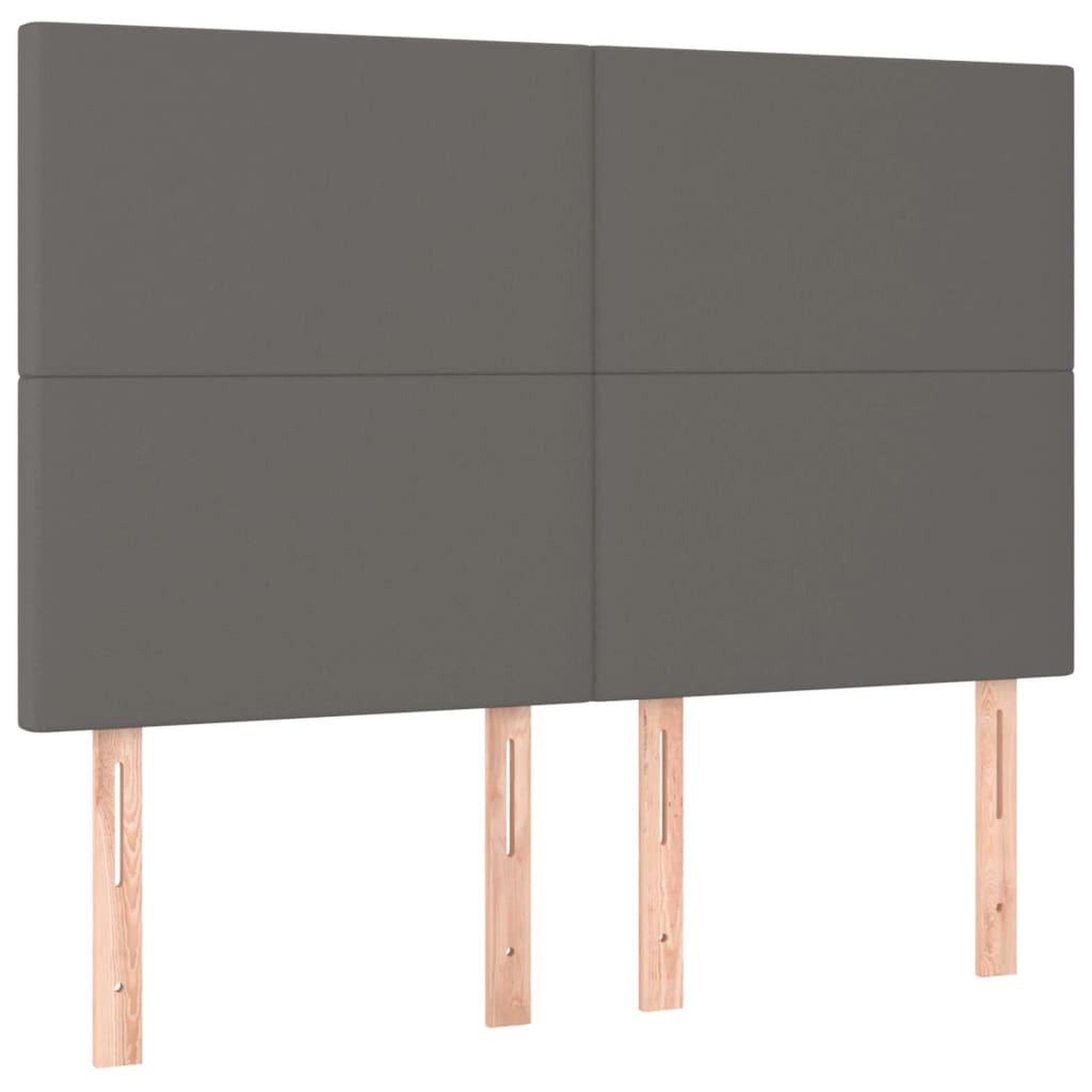 Voir la diapositive 4 : VIDAXL Tete de lit a LED Gris 144x5x118/128 cm Similicuir