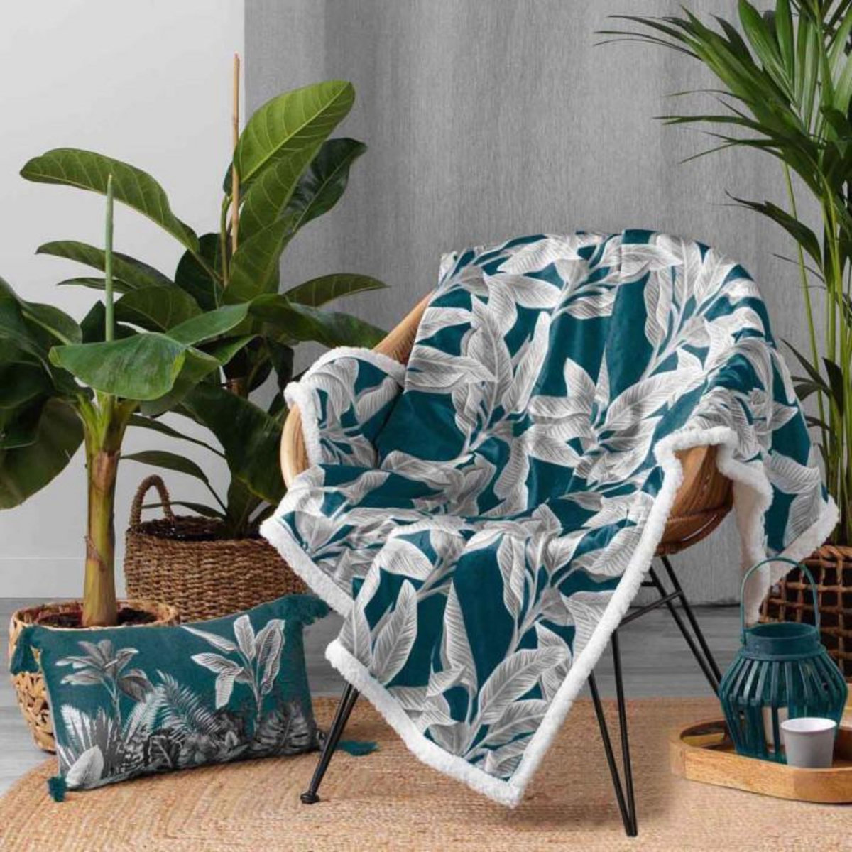 Paris Prix Plaid Velours Imprimé  Isibelle  125x150cm Bleu