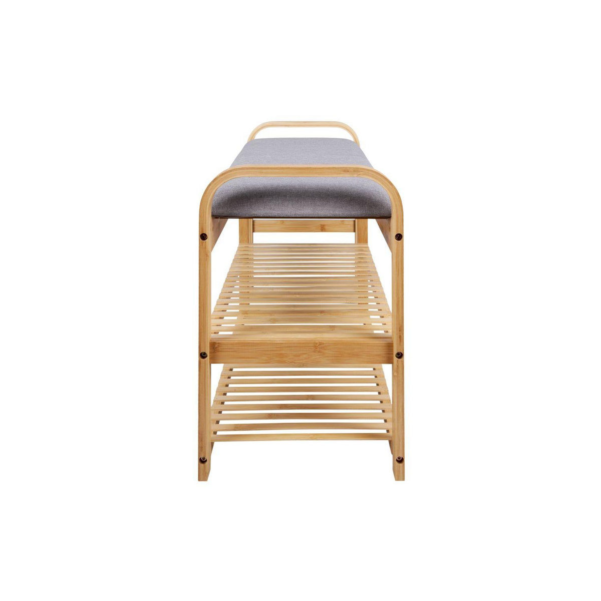 Leitmotiv Banc Arch avec deux étagères en bambou et tissu - Gris