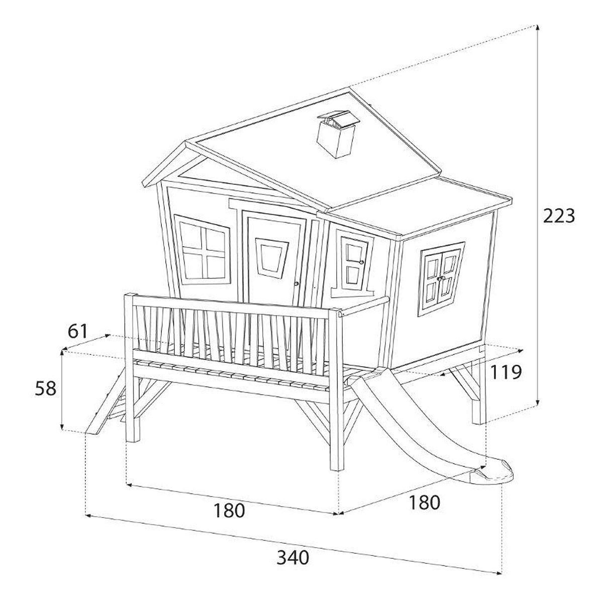 AXI Cabane de jardin enfant avec toboggan - Bois - H1.65m - EMMA 