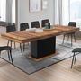 Voir la diapositive 2 : ID MARKET Table à manger extensible rectangle EDEN 6-10 personnes plateau HAWKINS bois foncé et noir 160-200cm