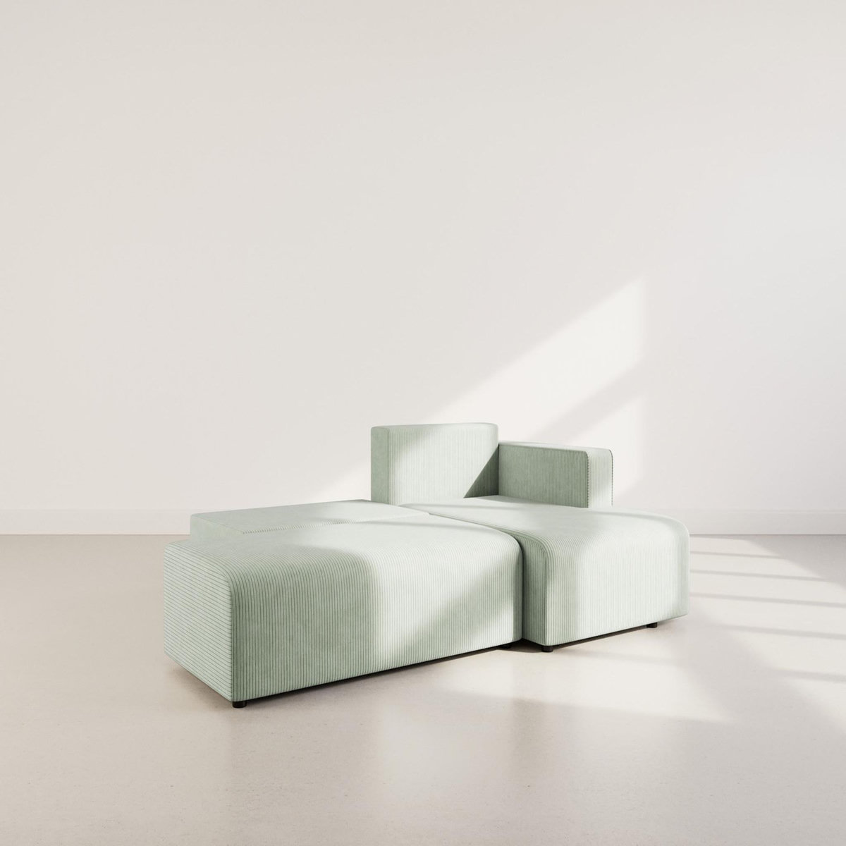 BEST MOBILIER Topaze - canapé d'angle droit 4 places convertible avec coffre en velours côtelé