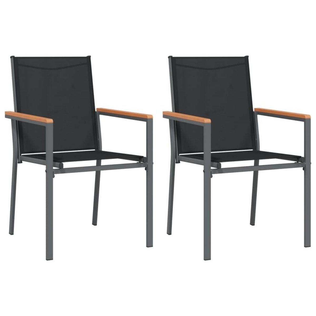 VIDAXL Chaises de jardin lot de 2 noir 55x61,5x90cm textilene et acier