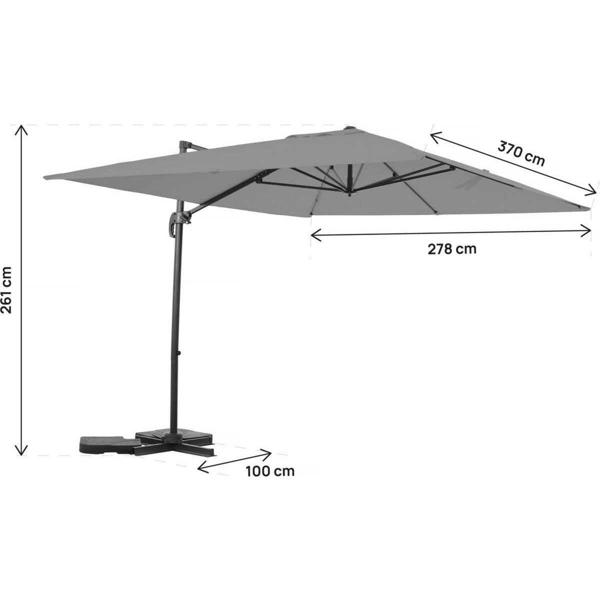 Habitat et Jardin Parasol jardin déporté en aluminium  Sky 4  - 3 x 4 m - Gris - Avec Housse