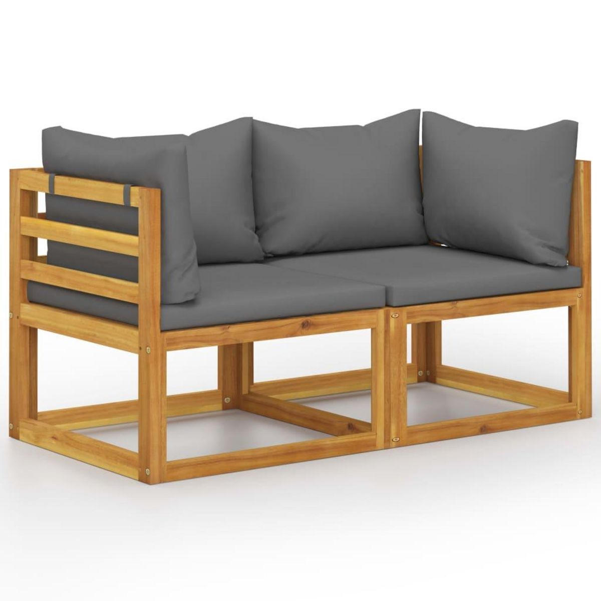 VIDAXL Banc de jardin a 2 places avec coussins gris fonce