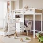 Voir la diapositive 4 : MERAX Lit combiné enfant 90x200cm bois et mdf coloris blanc+naturel