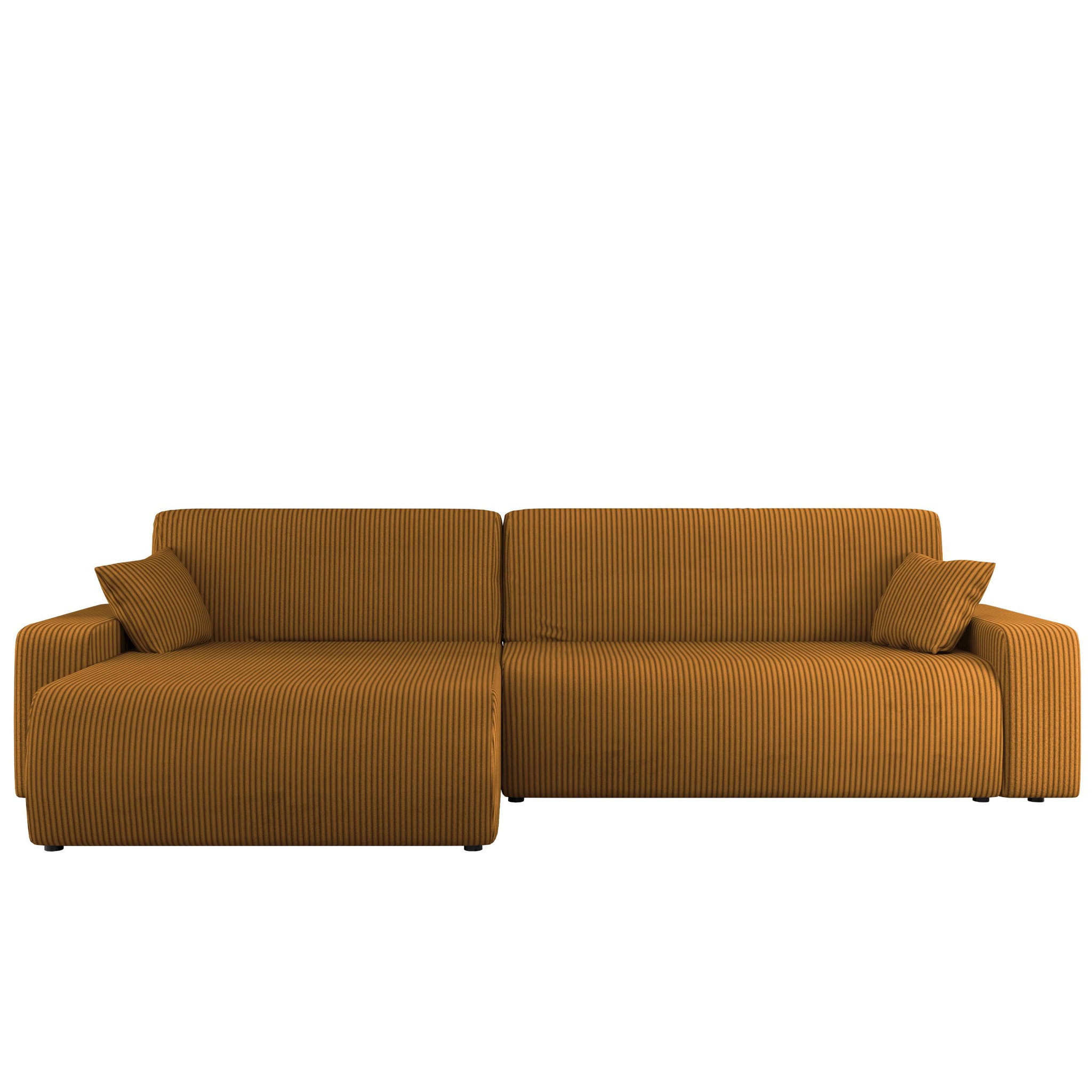 Voir la diapositive 1 : BEST MOBILIER Artemisa - canapé d'angle réversible 5 places convertible avec coffre en velours côtelé