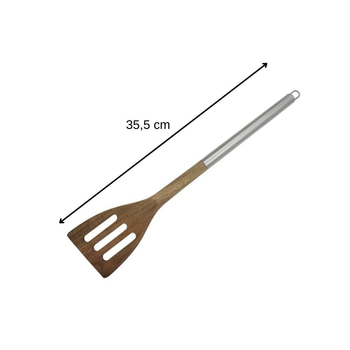 Fackelmann Spatule de cuisine ajourée en bois d'acacia 35 cm Fackelmann Synthesis