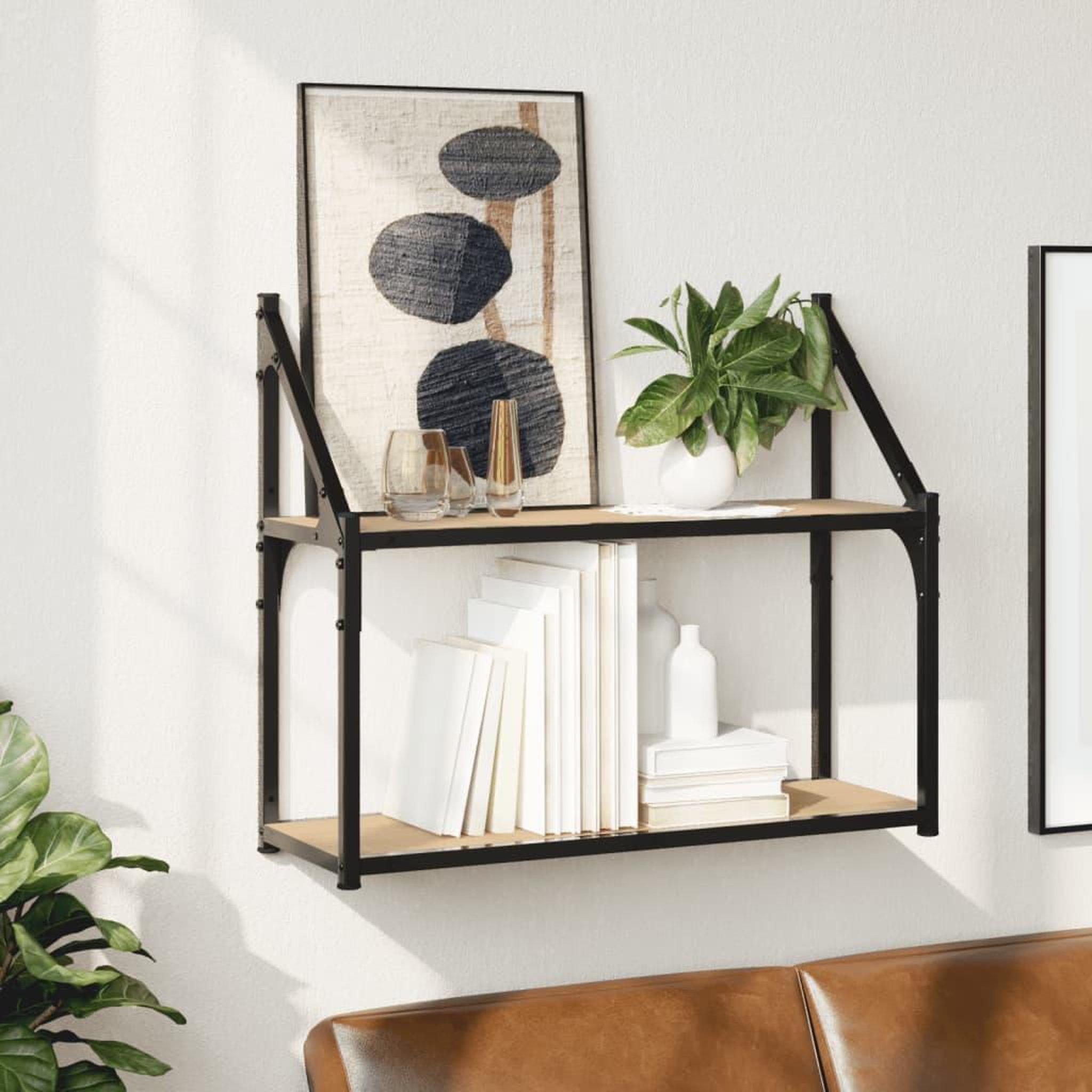 VIDAXL Etagere murale 2 niveaux chene sonoma 60x21x51 cm