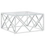 Voir la diapositive 2 : VIDAXL Table basse 80x80x40 cm acier inoxydable et verre