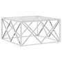 Voir la diapositive 2 : VIDAXL Table basse 80x80x40 cm acier inoxydable et verre