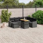 VIDAXL Salon de jardin 8 pcs avec coussins noir resine tressee