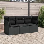 VIDAXL Salon de jardin 3 pcs avec coussins noir resine tressee