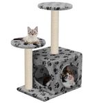 VIDAXL Arbre a chat avec griffoir en sisal 60 cm Gris Motif de pattes