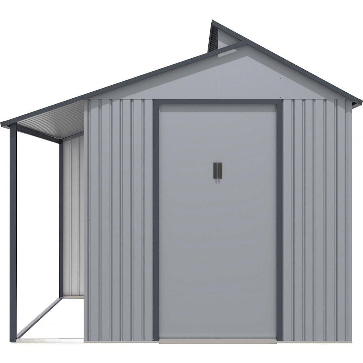 Habitat et Jardin Abri de jardin métal avec pergola  Madras  - 9.12 m² - 257 x 355 x 237 cm - Gris