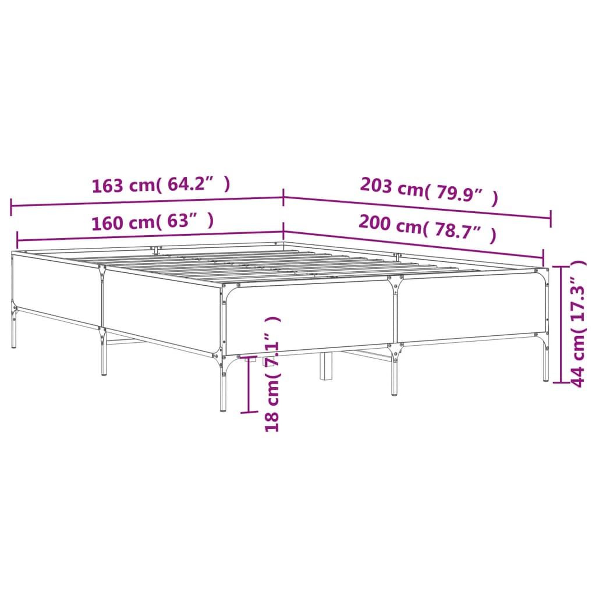 Voir la diapositive 6 : VIDAXL Cadre de lit sans matelas chene sonoma 160x200 cm