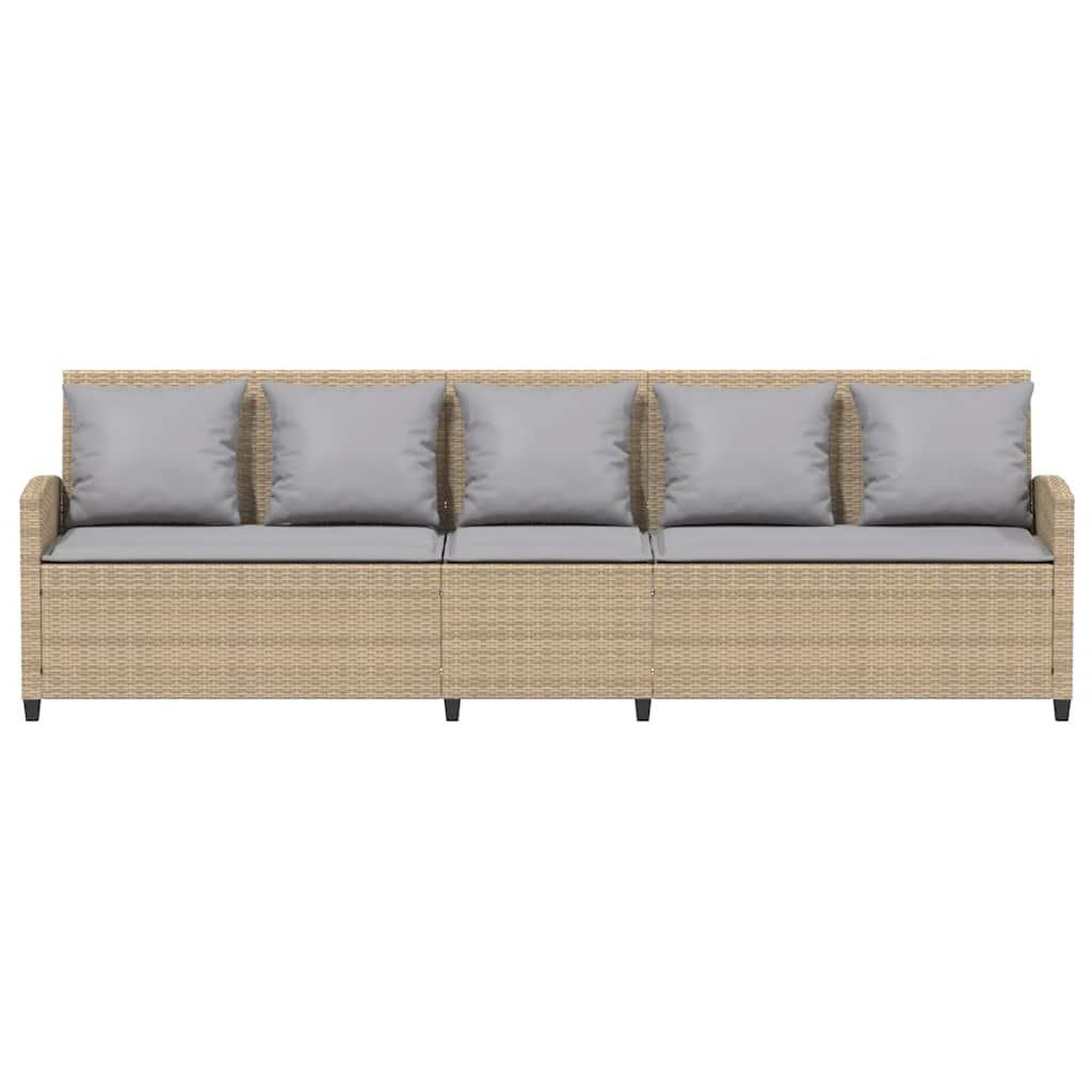 Voir la diapositive 4 : VIDAXL Canape de jardin avec coussins 5 places beige resine tressee
