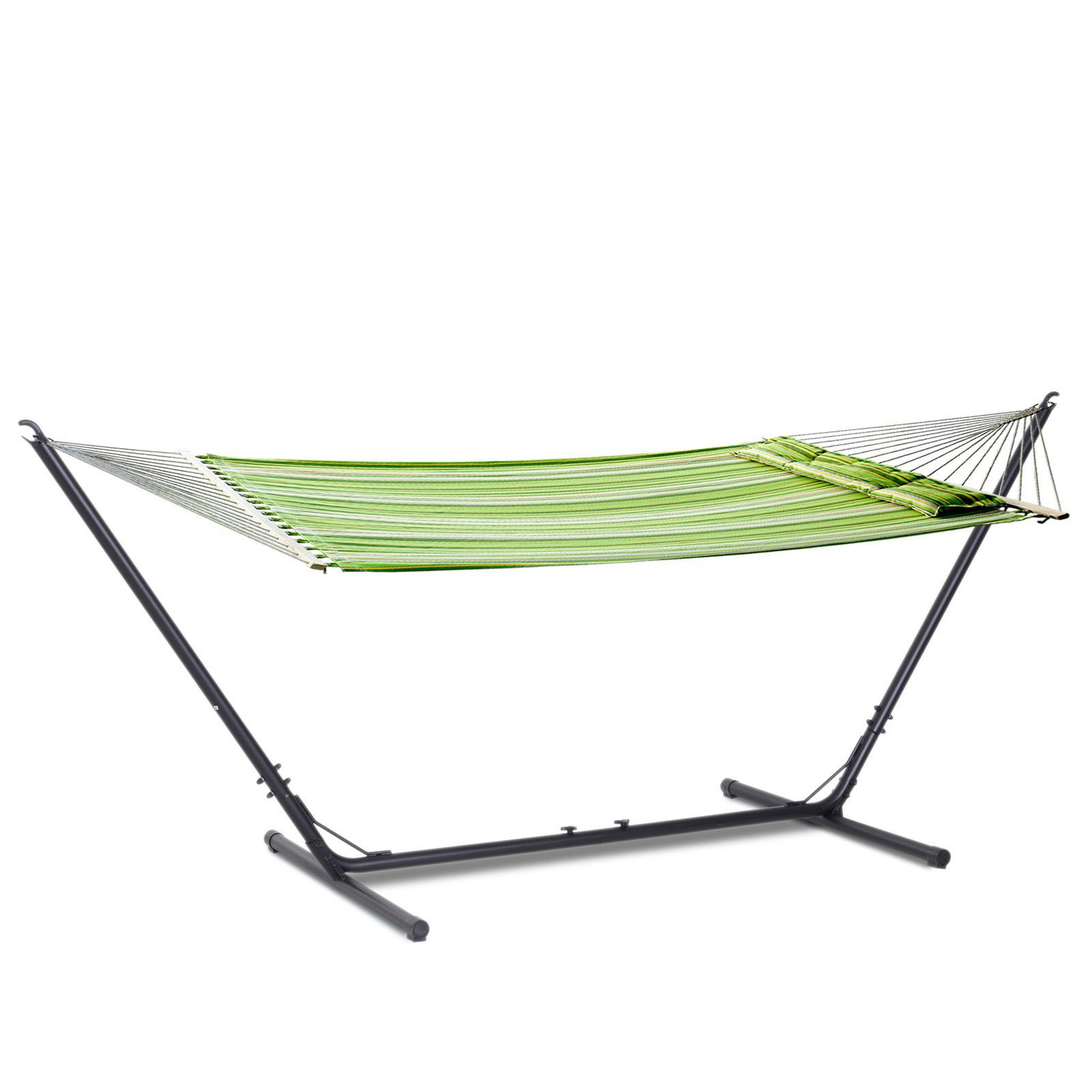 Voir la diapositive 3 : OUTSUNNY Support pied de hamac réglable structure robuste métal époxy noir dim. 3,08-3,80L x 1,08l x 1,20H m
