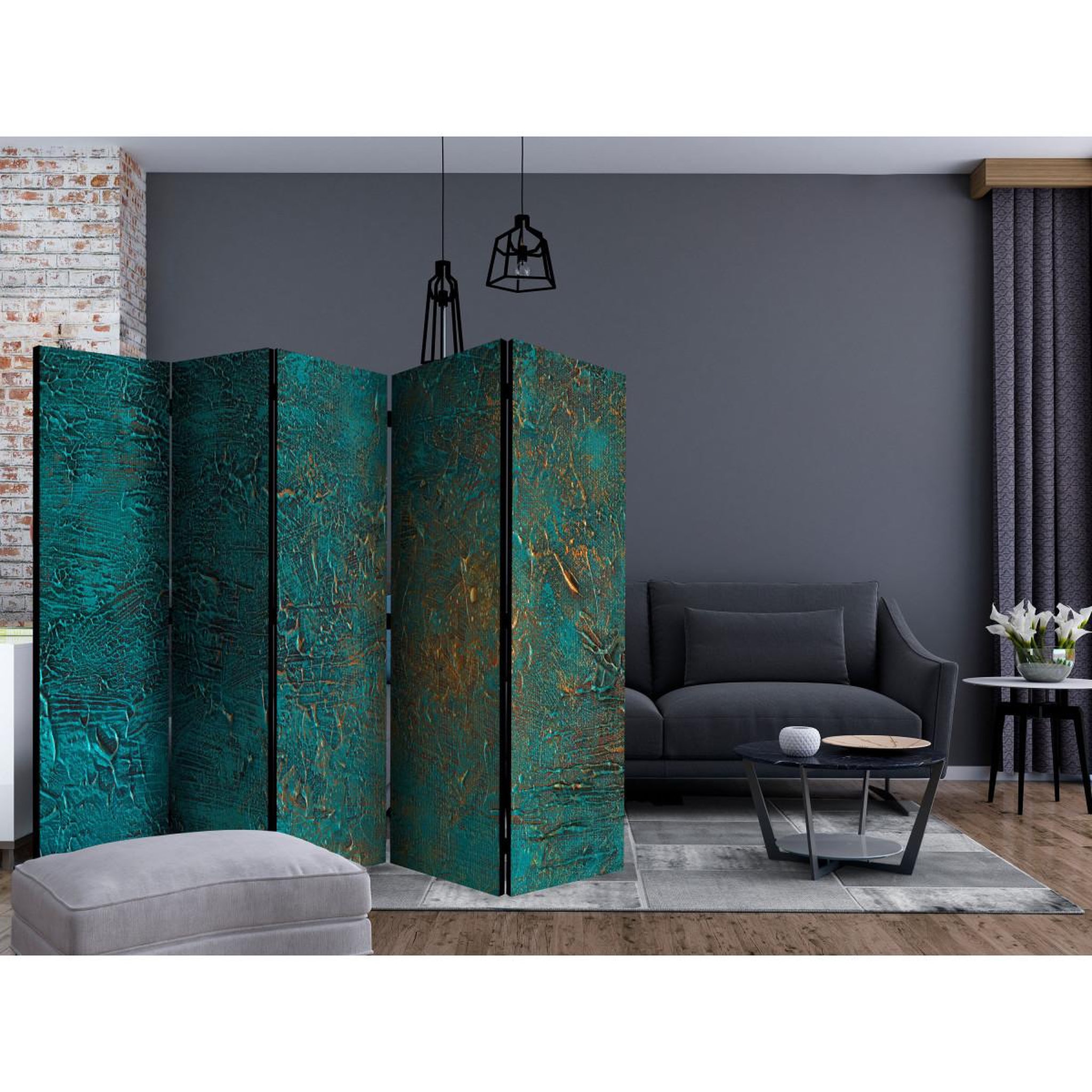 Voir la diapositive 2 : Paris Prix Paravent 5 volets  azure mirror  172x225cm