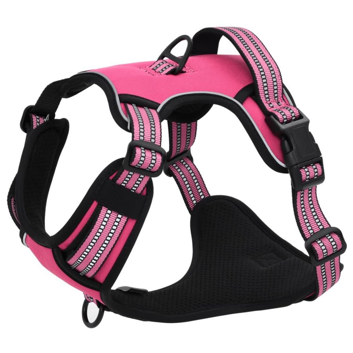 VIDAXL Harnais pour chien avec bandes reflechissantes reglables rose M