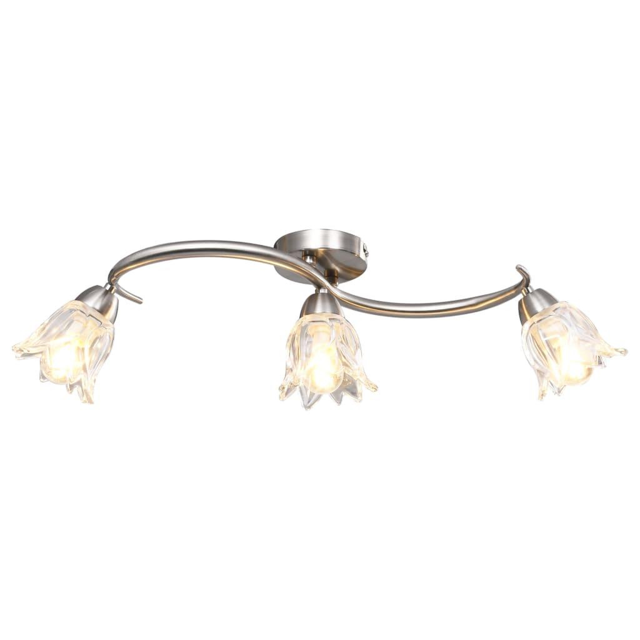 Voir la diapositive 1 : VIDAXL Plafonnier et abat-jour verre transparent 3 ampoules E14 Tulipe