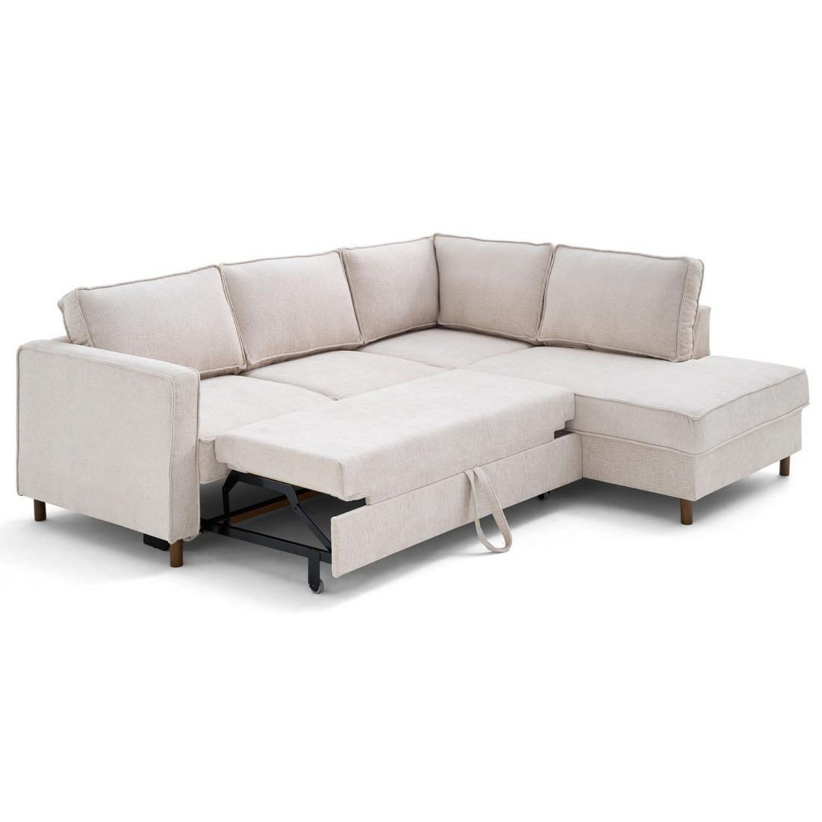 LISA DESIGN Jake - canapé d'angle droit 5 places convertible en tissu velours relief