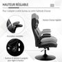 Voir la diapositive 5 : VINSETTO Fauteuil gaming base ronde métal pivotante 360° hauteur réglable tétière accoudoirs relevables PVC gris noir