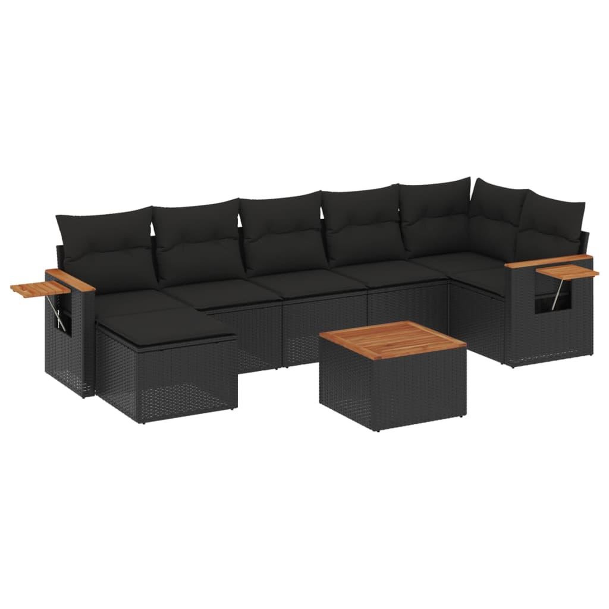 Voir la diapositive 2 : VIDAXL Salon de jardin 8 pcs avec coussins noir resine tressee