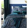 Voir la diapositive 2 : ATMOSPHERA Parure de lit 2 places en coton imprimé Eventail - 240x220 cm - Bleu