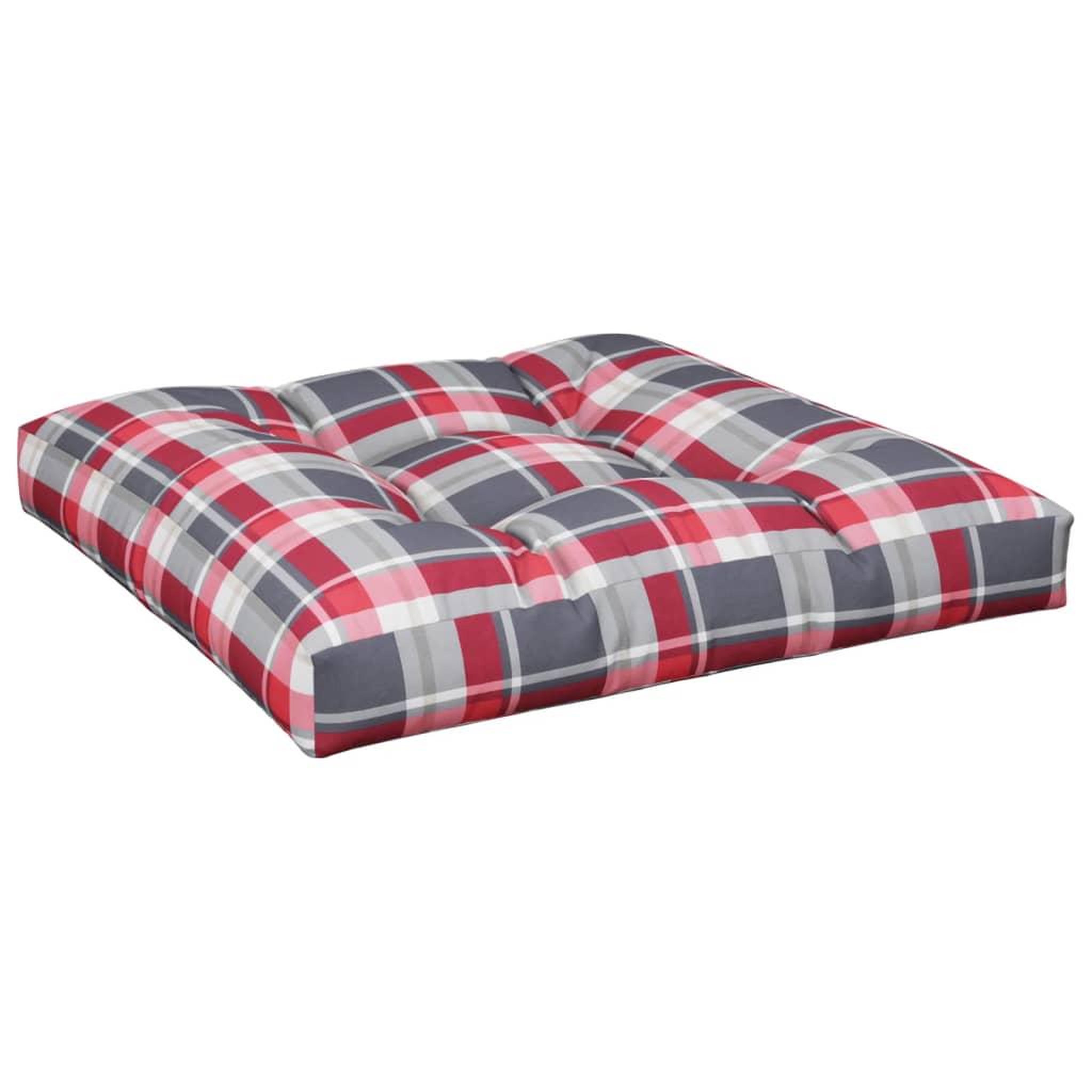 Voir la diapositive 2 : VIDAXL Coussin de palette motif a carreaux rouge 80x80x12 cm tissu