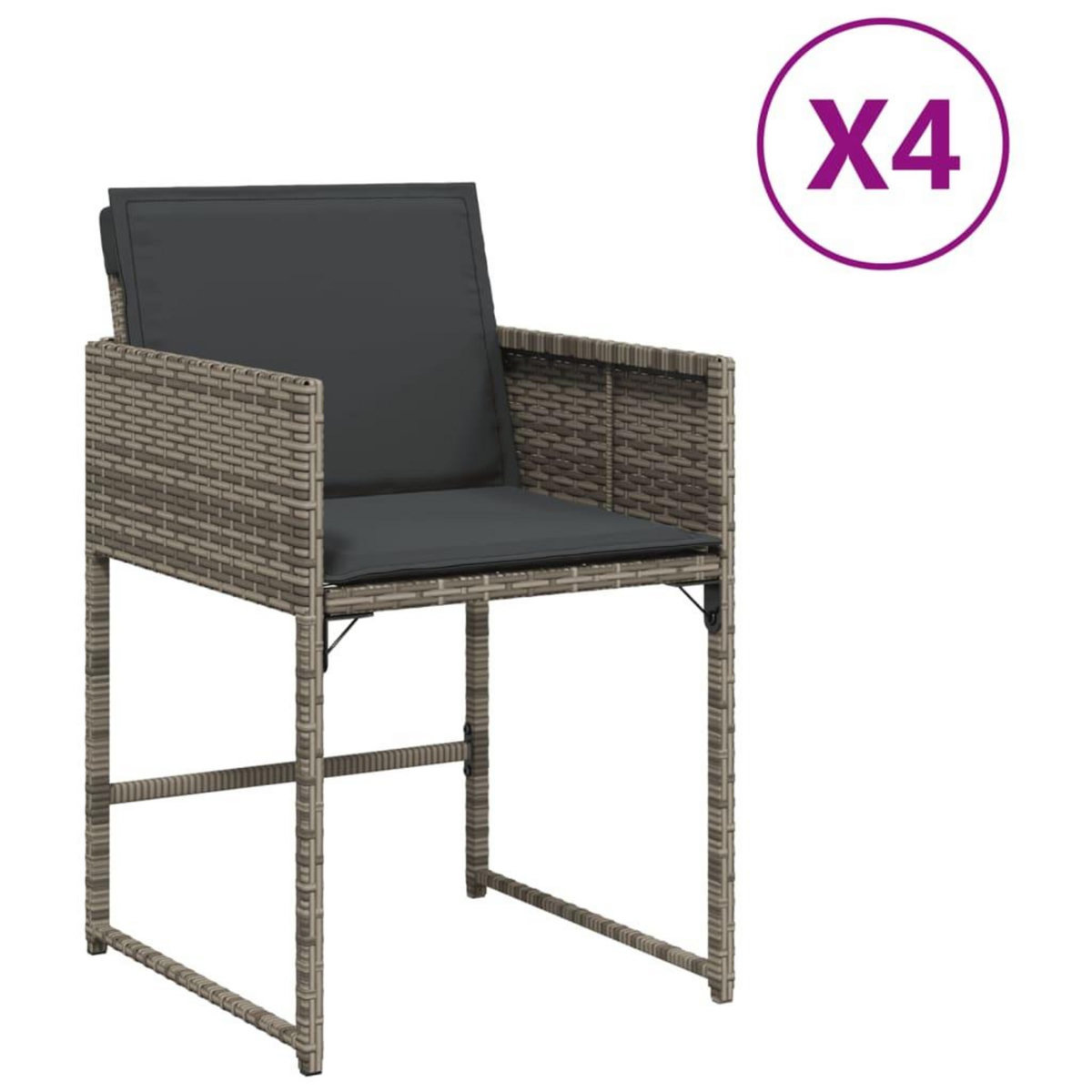 VIDAXL Chaises de jardin avec coussins lot de 4 gris resine tressee