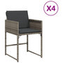 Voir la diapositive 2 : VIDAXL Chaises de jardin avec coussins lot de 4 gris resine tressee